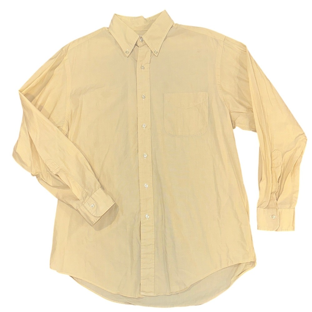 Brooks Brothers Makers Mens 15.5-3 Yellow Cotton Button Down Shirt Made in USA